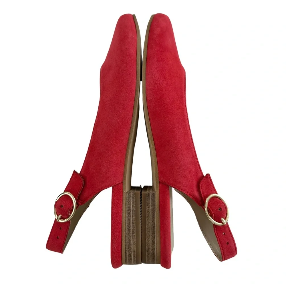 Earth Uptown Ursula Slingback Spicy Red Soft Suede Closed Toe Shoes Size 8M - Picture 6 of 16